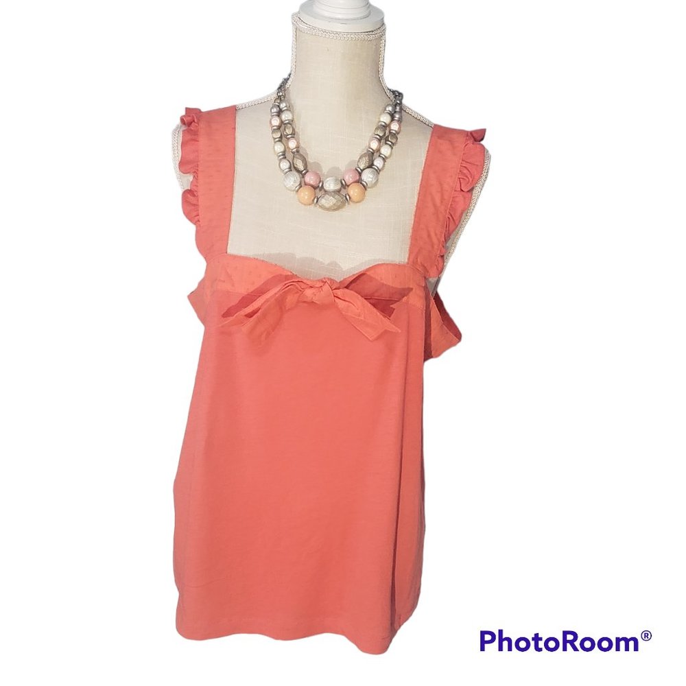 NWT J. CREW Women's Coral Tank Top. Size XL. Bow Tie with embroidered straps.